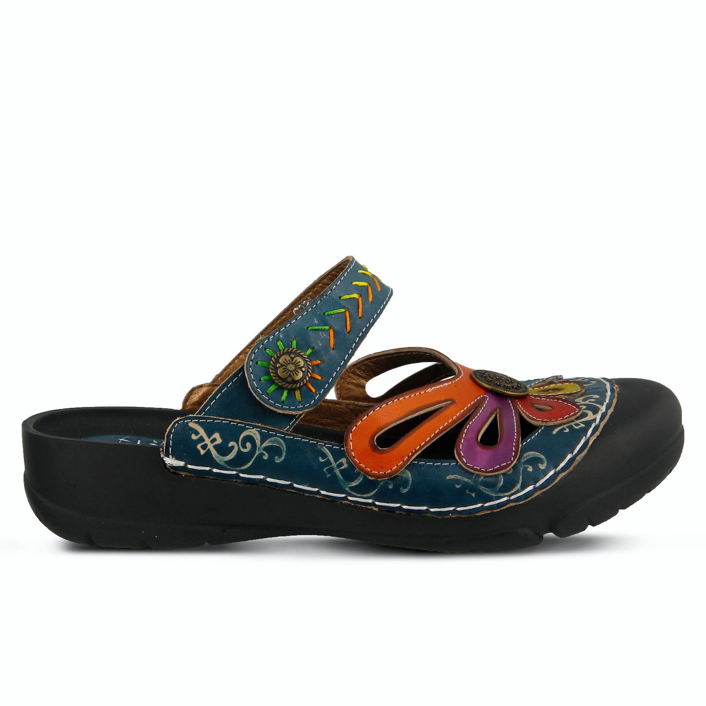 L`Artiste by Spring Step Women's Copa Hand Painted Clog - Blue Multi