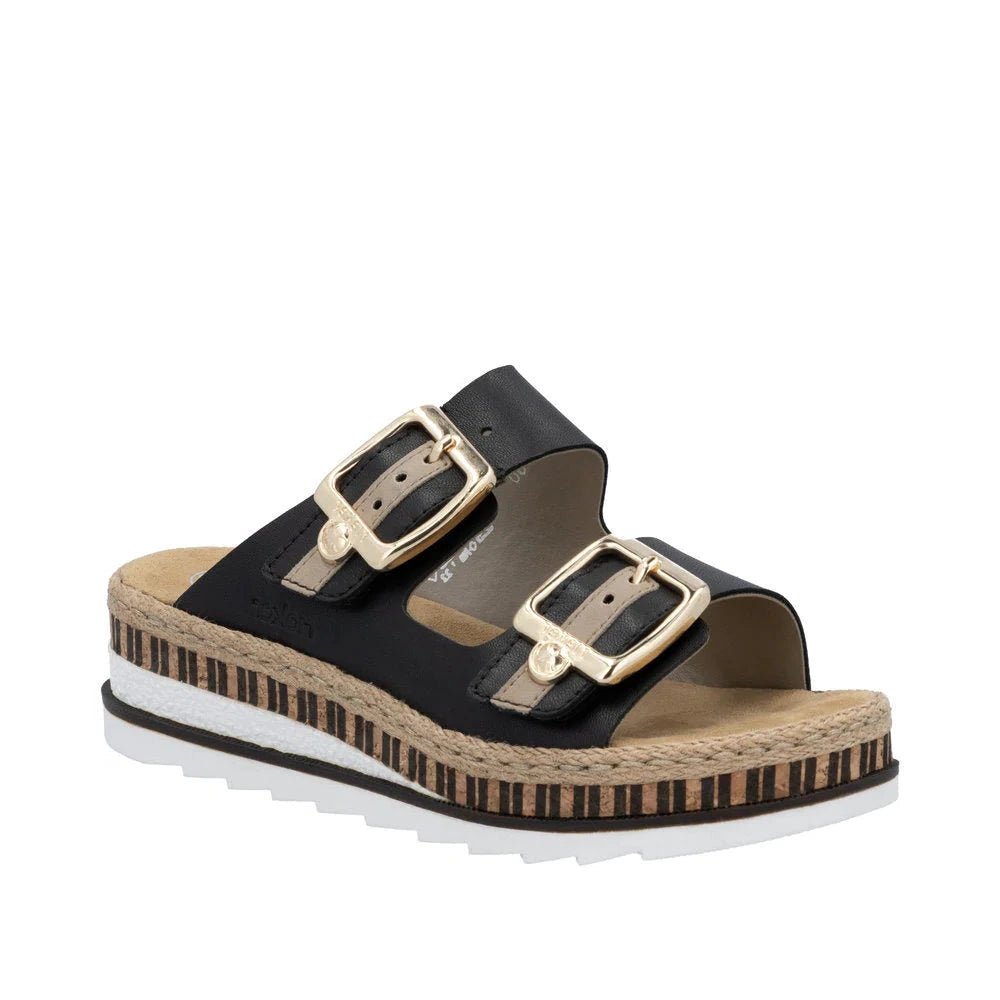Rieker Women's Regina V7955 Sandals - Black/Nude