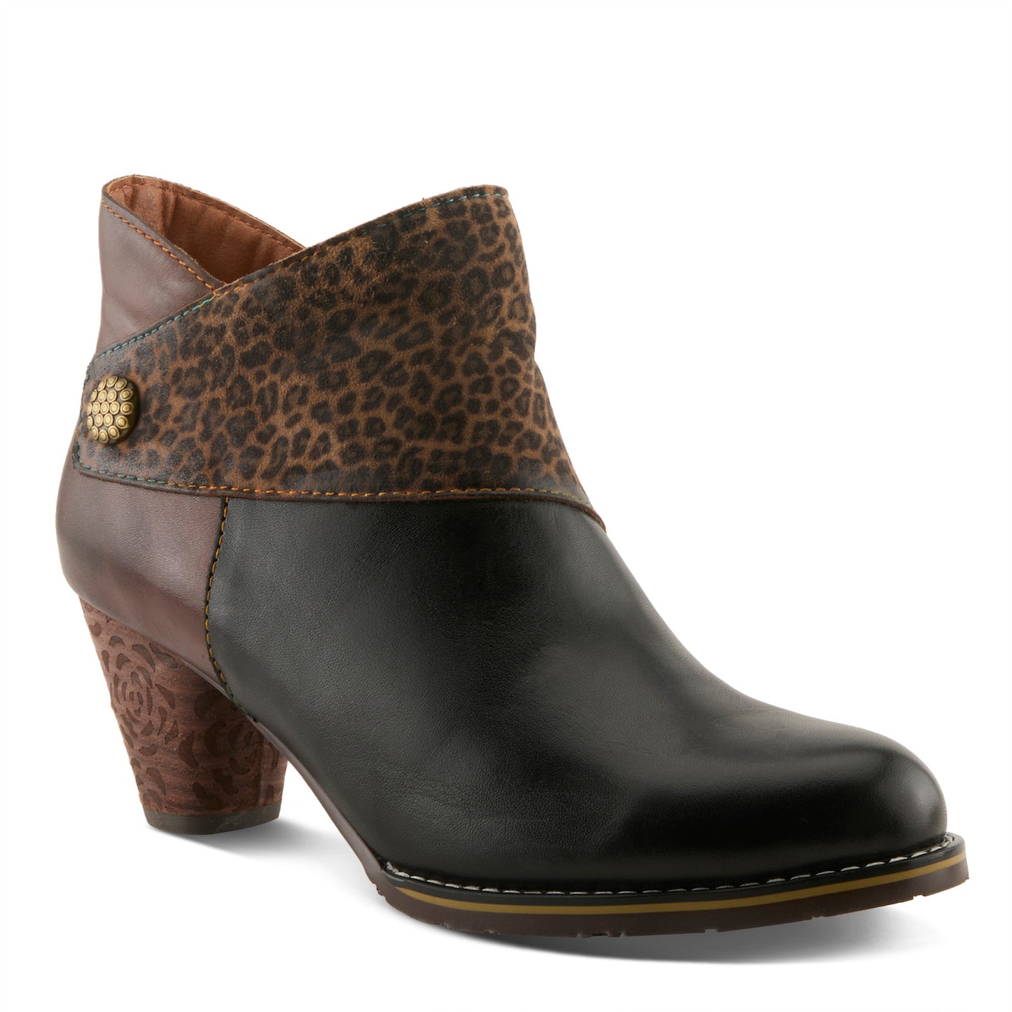 Spring Step Women's Herekitty-leopard Bootie- Black Multi