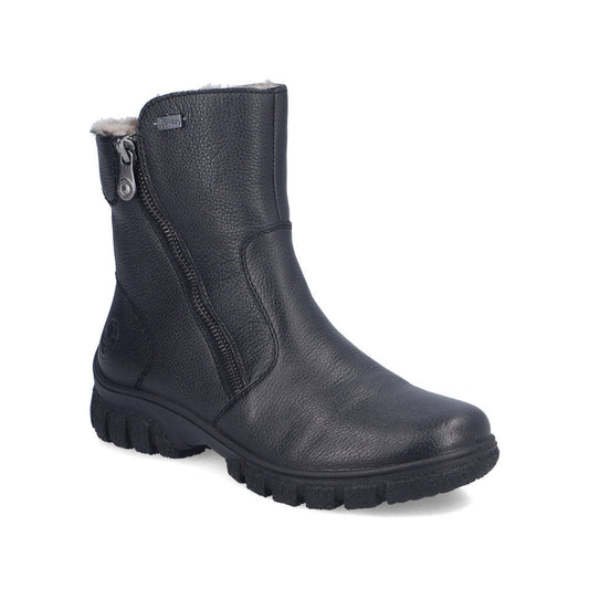 Rieker Women's Z7263 Christel Side Zip Boot- Black
