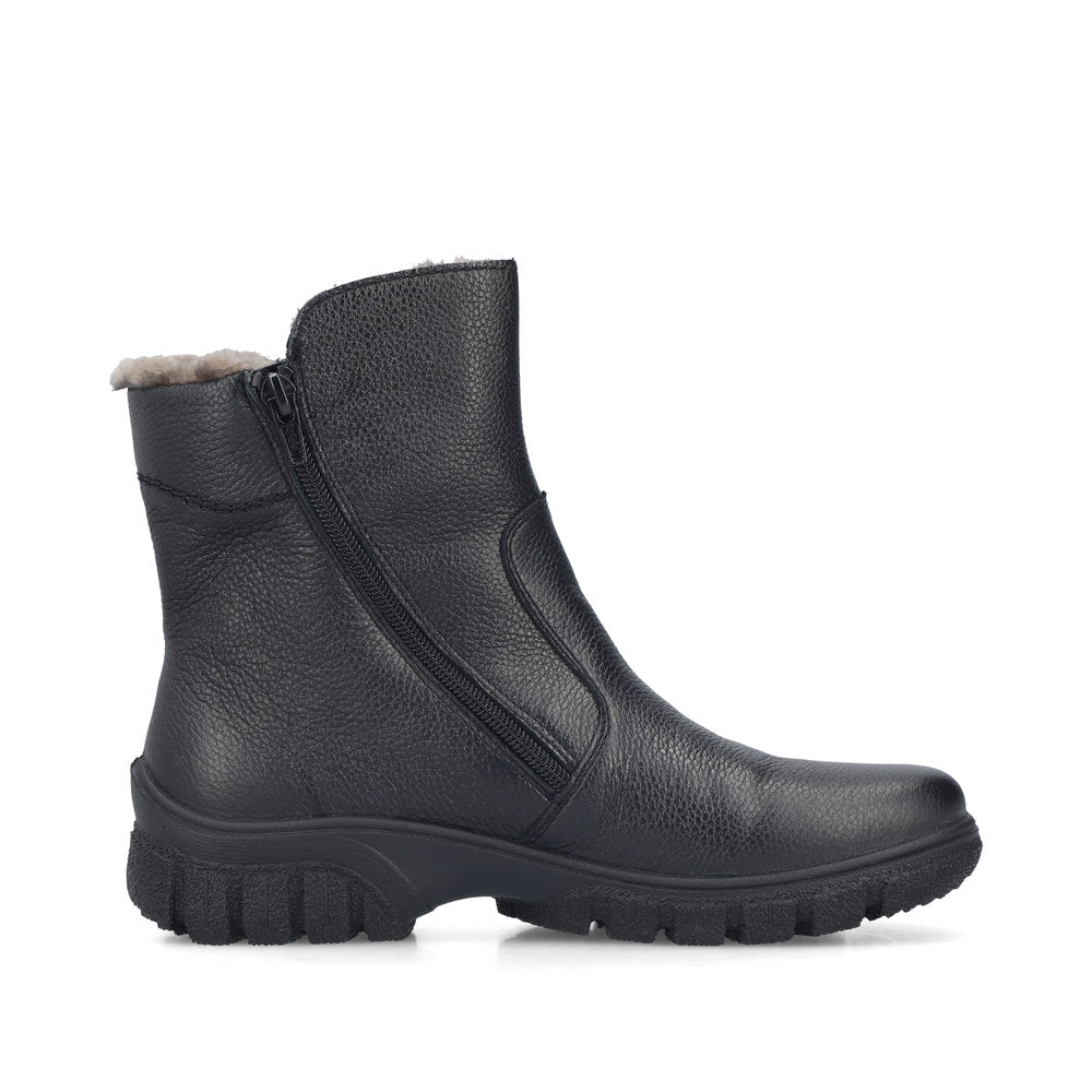 Rieker Women's Z7263 Christel Side Zip Boot- Black