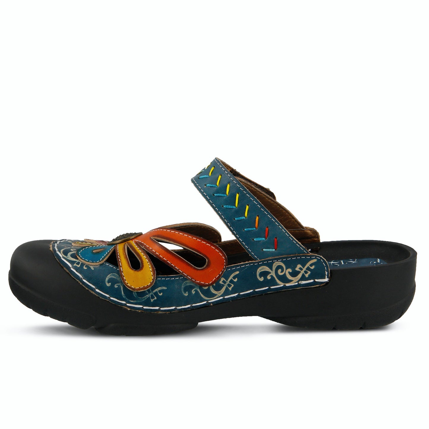 L`Artiste by Spring Step Women's Copa Hand Painted Clog - Blue Multi