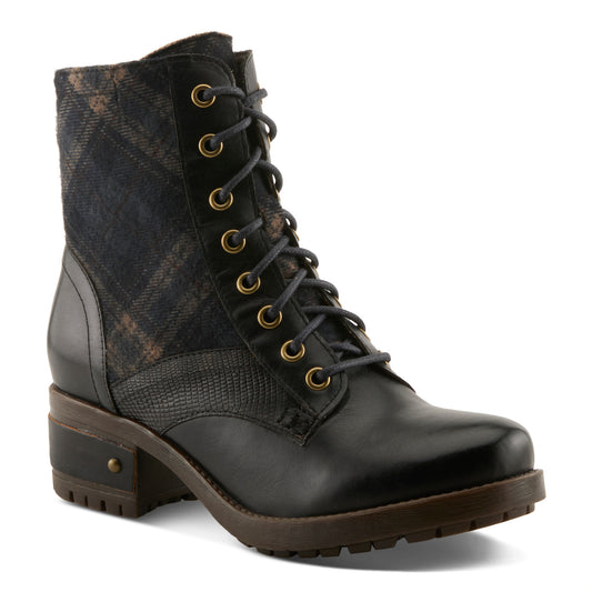 Spring Step Women's Marty Plaid Boot- Black Multi