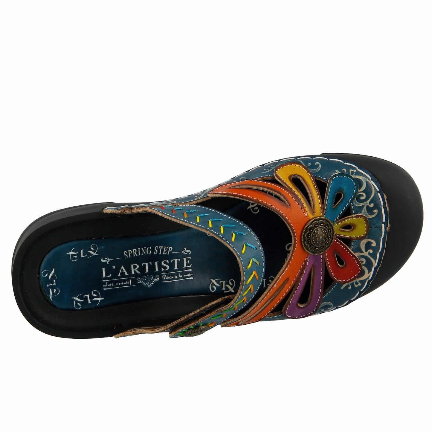 L`Artiste by Spring Step Women's Copa Hand Painted Clog - Blue Multi