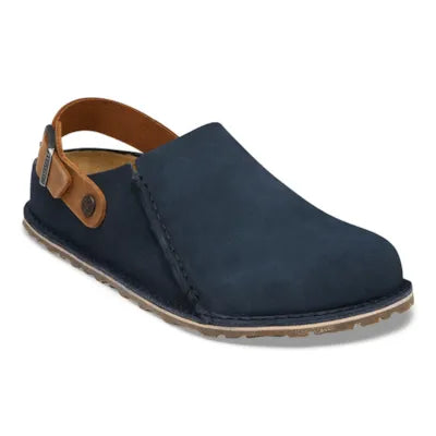 Birkenstock Men's Lutry Premium Suede Suede Leather- New Navy/Cognac