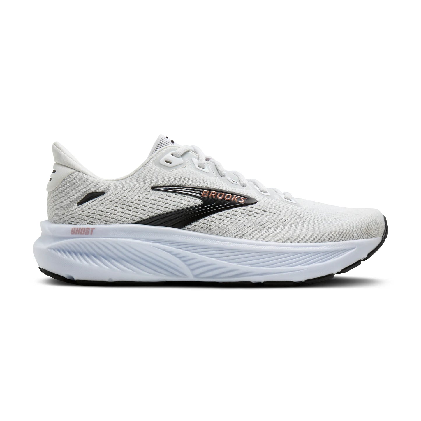 Brooks Women's Ghost 18 Running Shoe - White/Black/Rose Gold