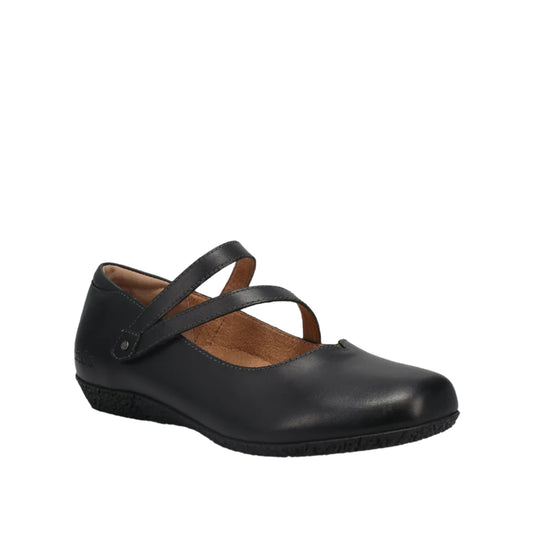 Taos Footwear Women's Mary Jane Banter Leather Flat- Black