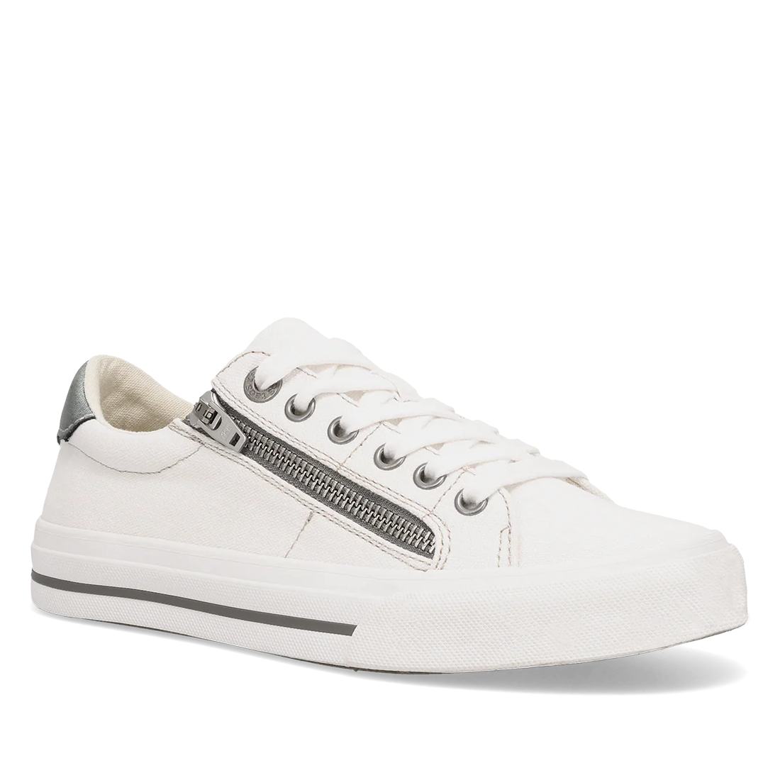 Taos Women's Z Soul Side Zip Sneaker - White/Pewter