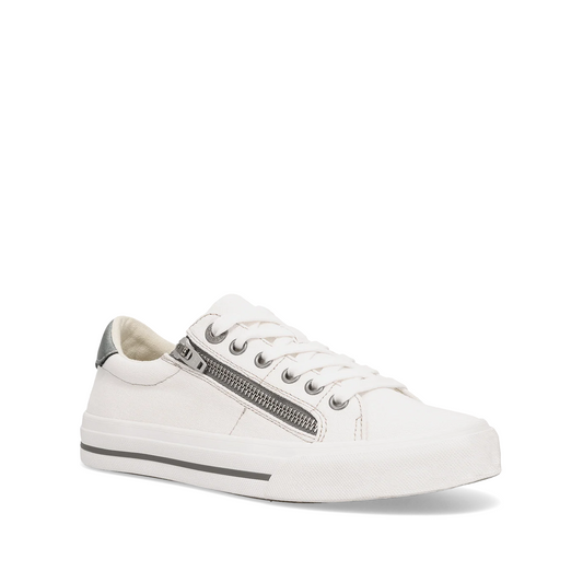 Taos Women's Z Soul Side Zip Sneaker - White/Pewter