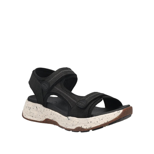 Taos Women's Super Side Strap Sandal - Black Emboss