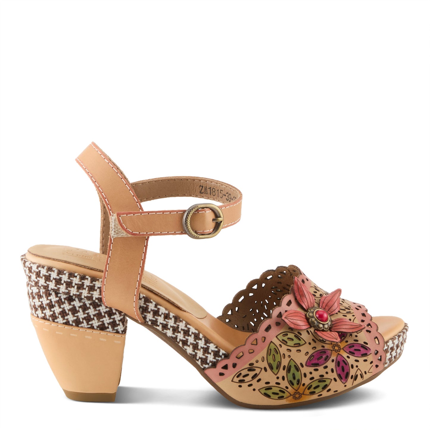 L'Artiste by Spring Step Women's Miabella Hand Painted Heeled Peep-Toe Sandals - Beige Multi