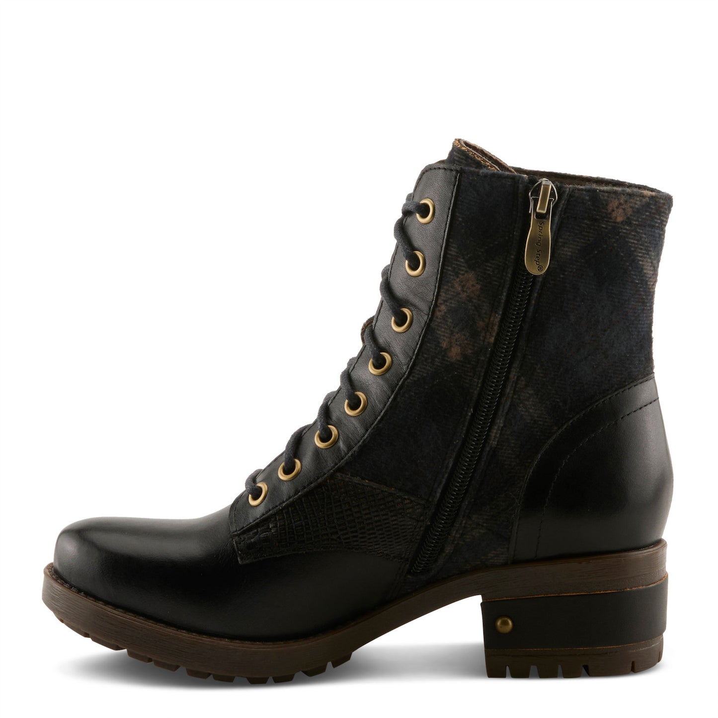 Spring Step Women's Marty Plaid Boot- Black Multi