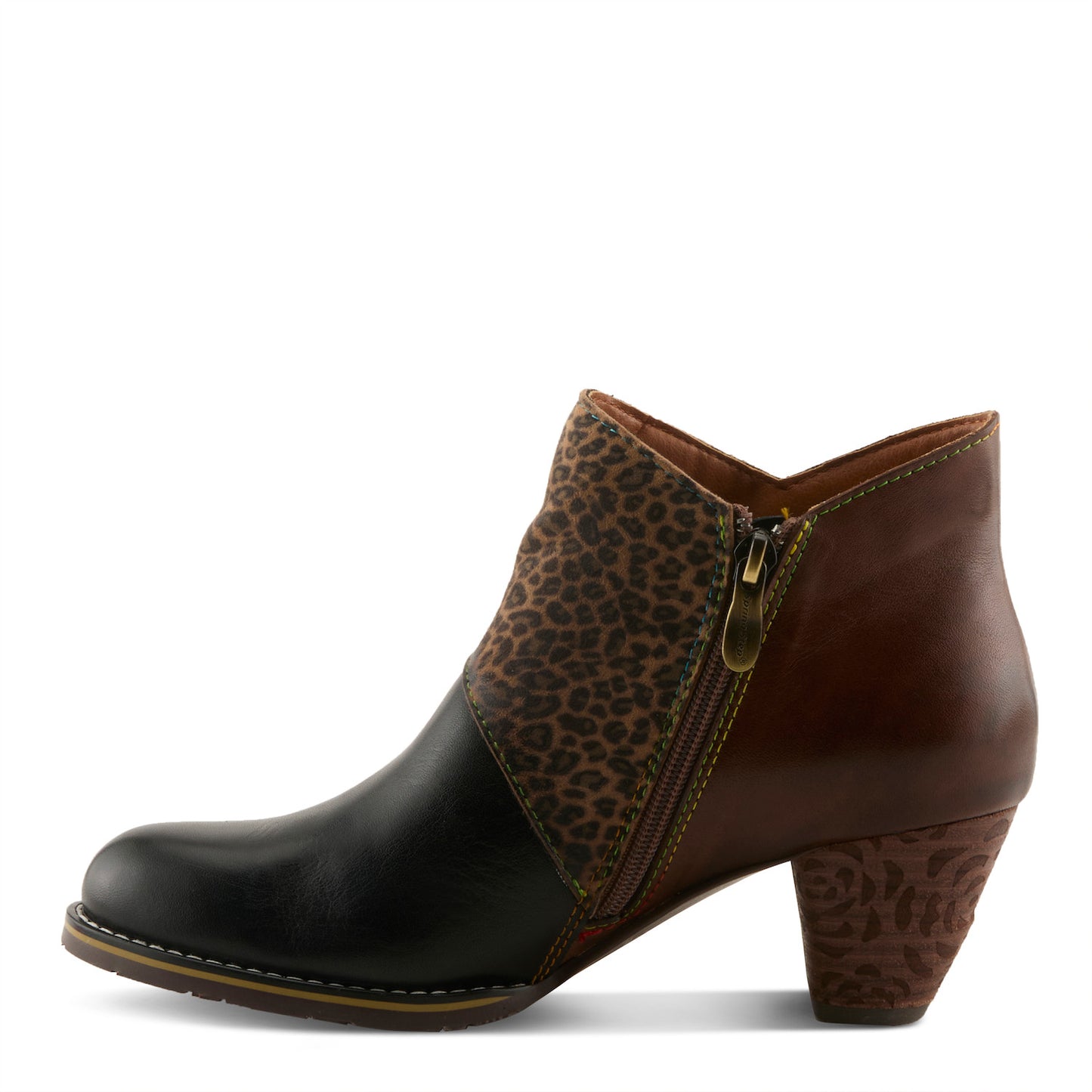 Spring Step Women's Herekitty-leopard Bootie- Black Multi