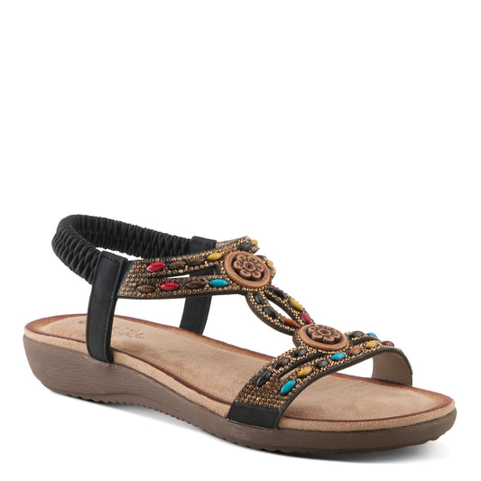 Patrizia by Spring Step Women's Ponyo Slip-on Leather Sandal - Black