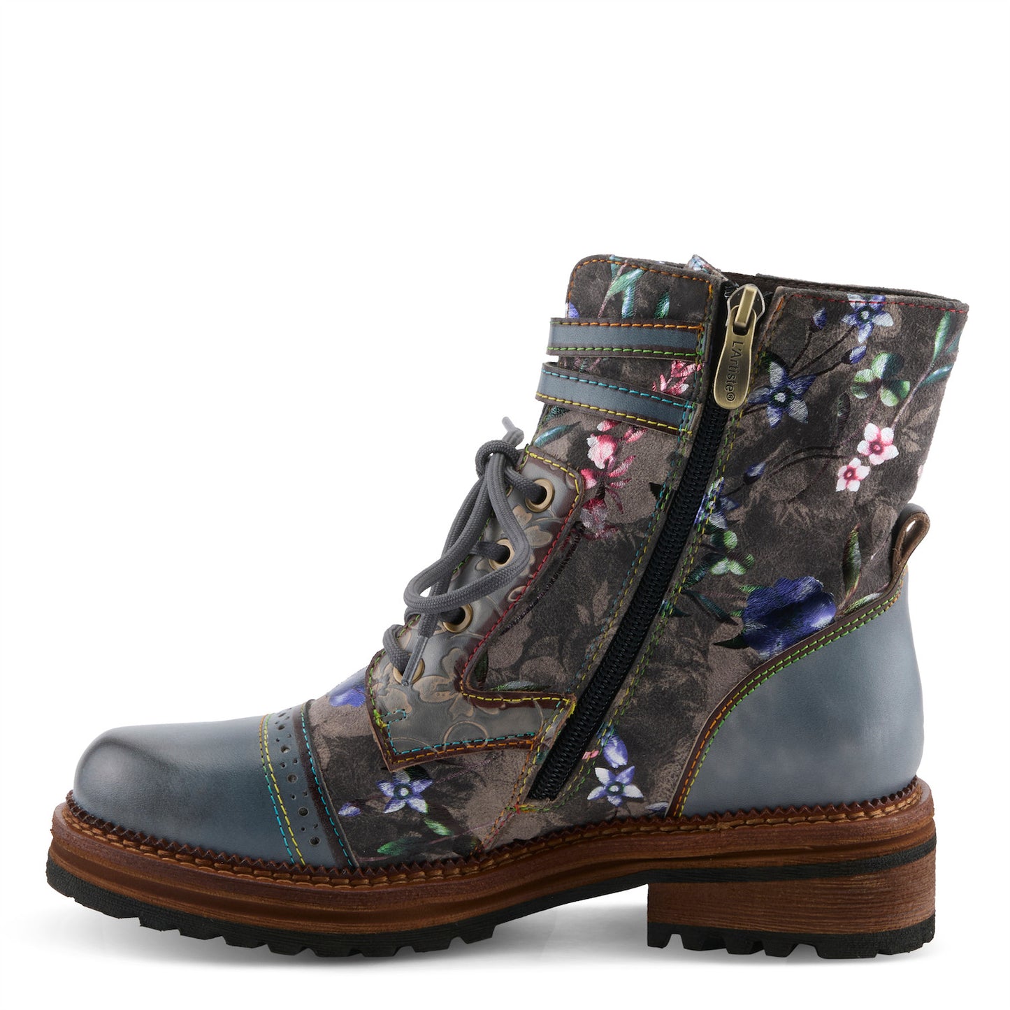 Spring Step Women's Alltheway Combat Boot- Blue Multi