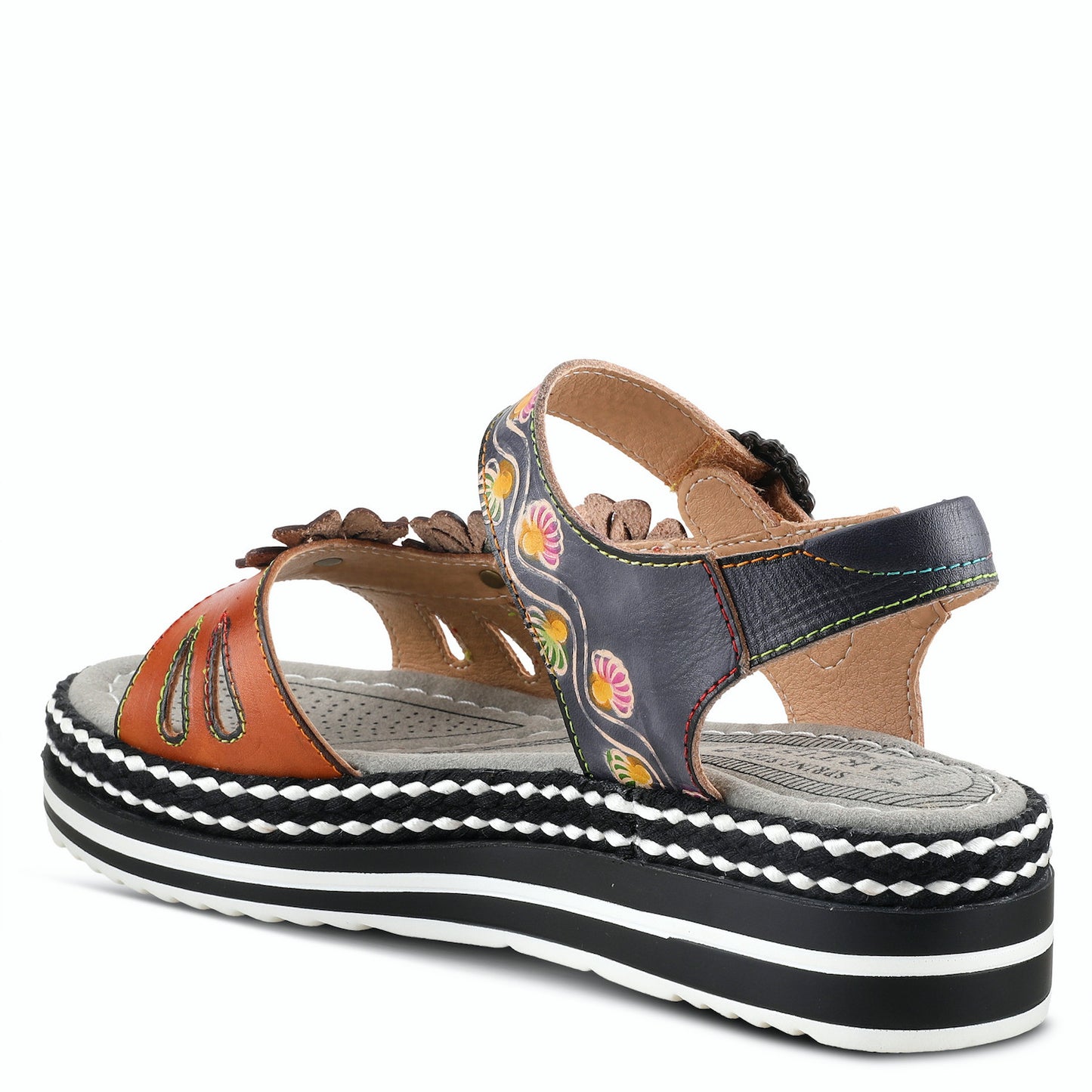 L'Artiste by Spring Step Women's Laga Hand Painted Sandals - Navy Multi