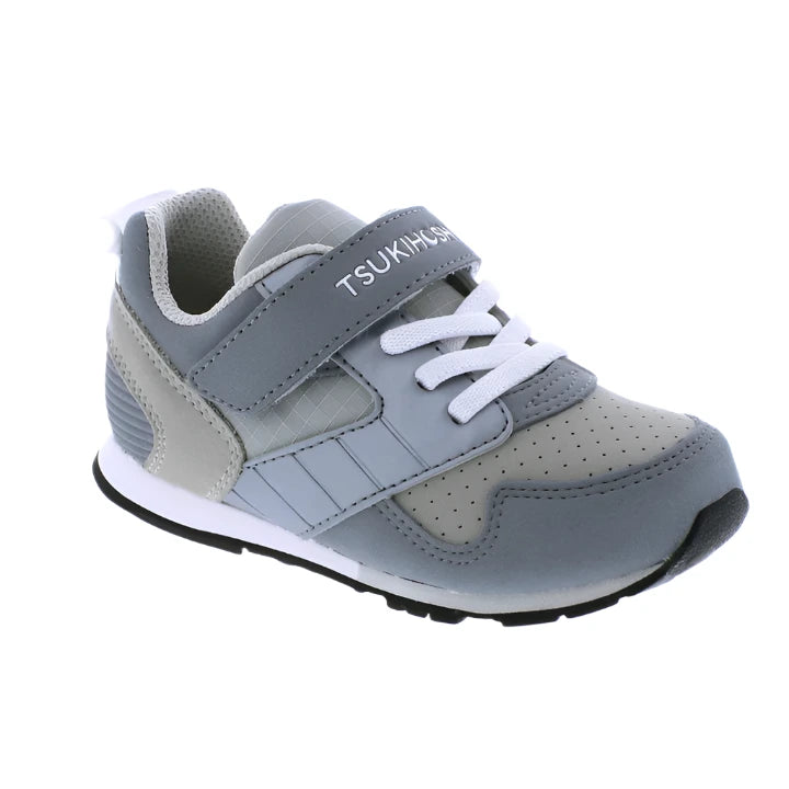 Tsukihoshi Kids Racer (Sizes 7 to 13) Grey/White Alamo Shoes