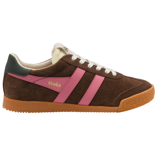 Gola Women's Elan Sneakers - Dark Brown/ Fluro Pink/Dark Khaki