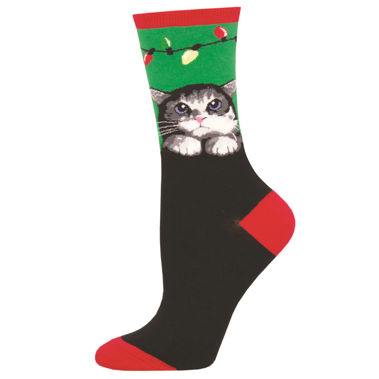 Socksmith Cotton Crew Socks - Purrty Lights