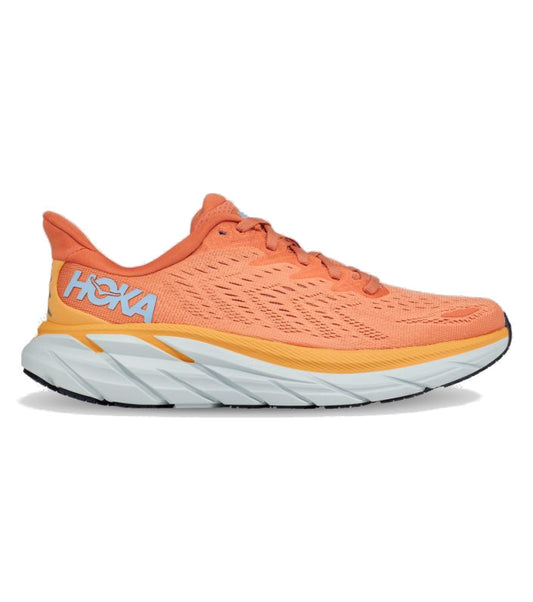 side view of sole HOKA ONE Women's Clifton 8 - Sun Baked/Shell Coral