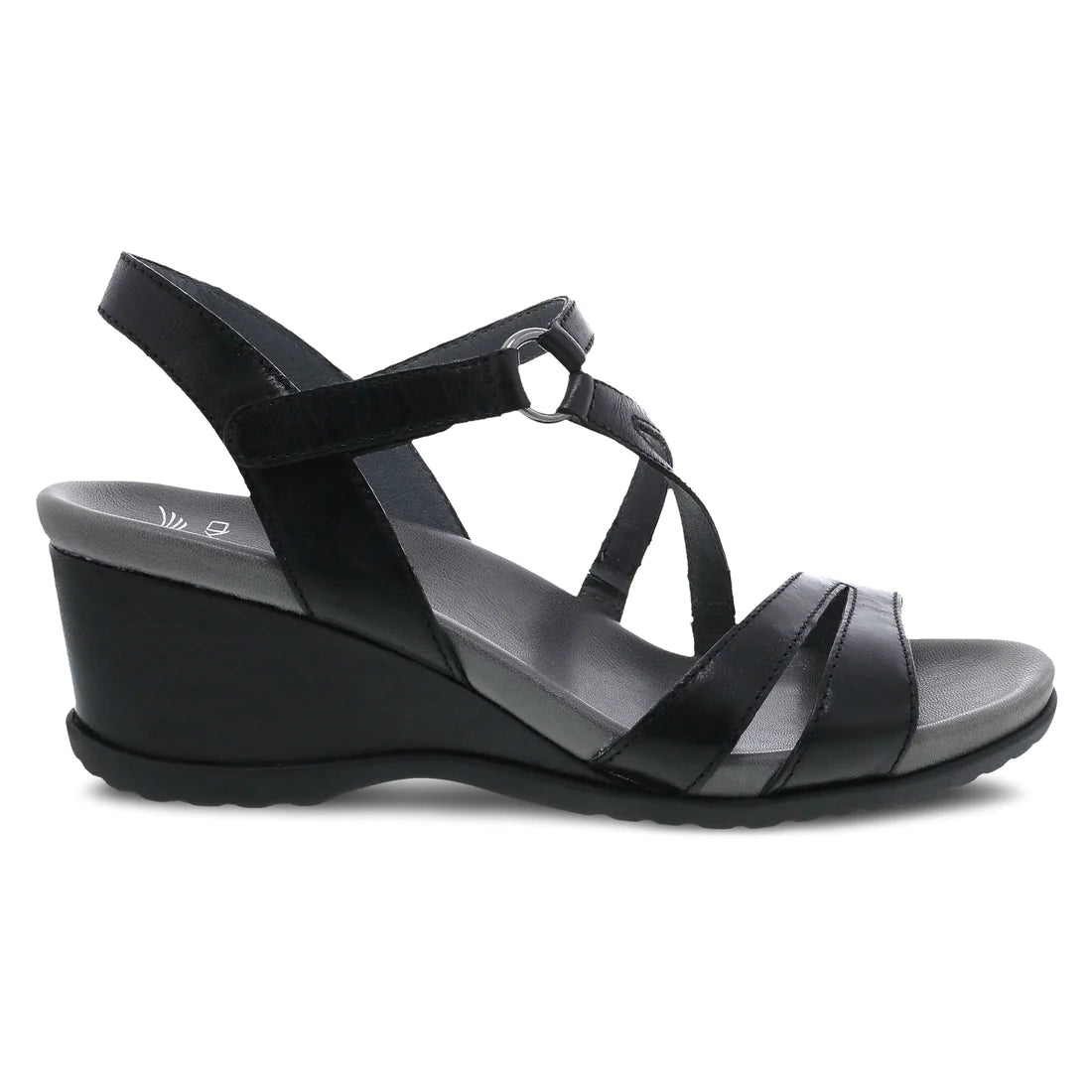 Dansko Women's Addyson Wedge Sandal - Black Glazed