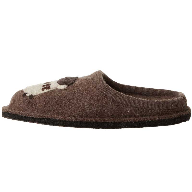 Haflinger Unisex Coffee Slippers with Soft Sole