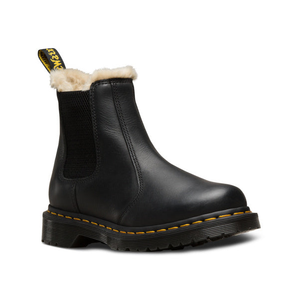 3/4 view of women's 2976 leonore chelsea boot in black from doc martens