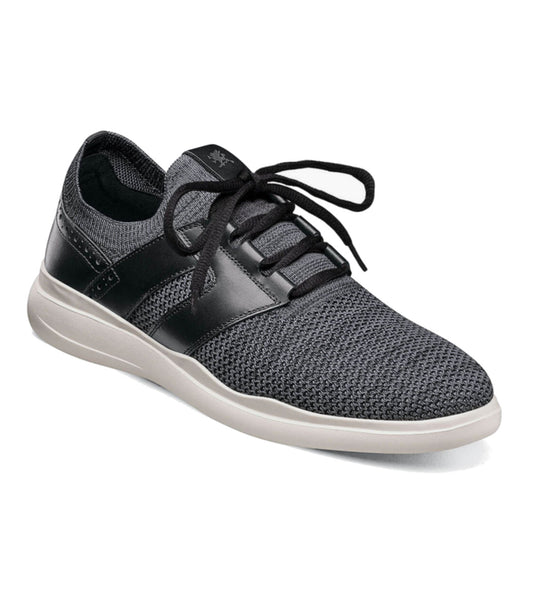 3/4 view of shoe Stacy Adams Men's Moxley Knit Lace Up Sneaker - Black/Gray