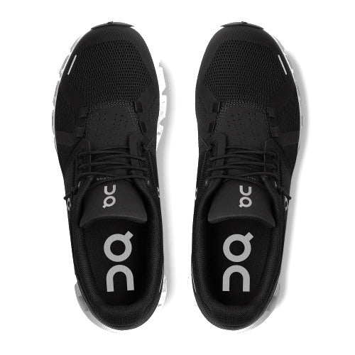 On Running Women's Cloud 5 - Black Shoe with White Sole Top down view