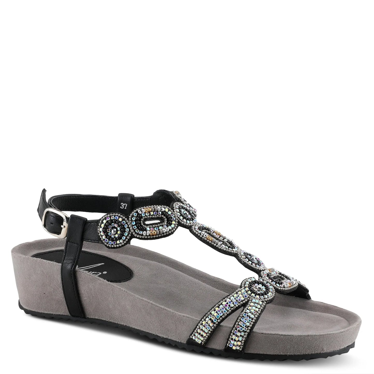Azura by Spring Step Women's Stunnin T-Strap Sandals - Black