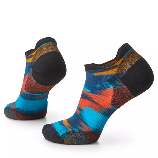Smartwool Women's Run Targeted Cushion Brushed Print Low Ankle Socks - Alpine Blue
