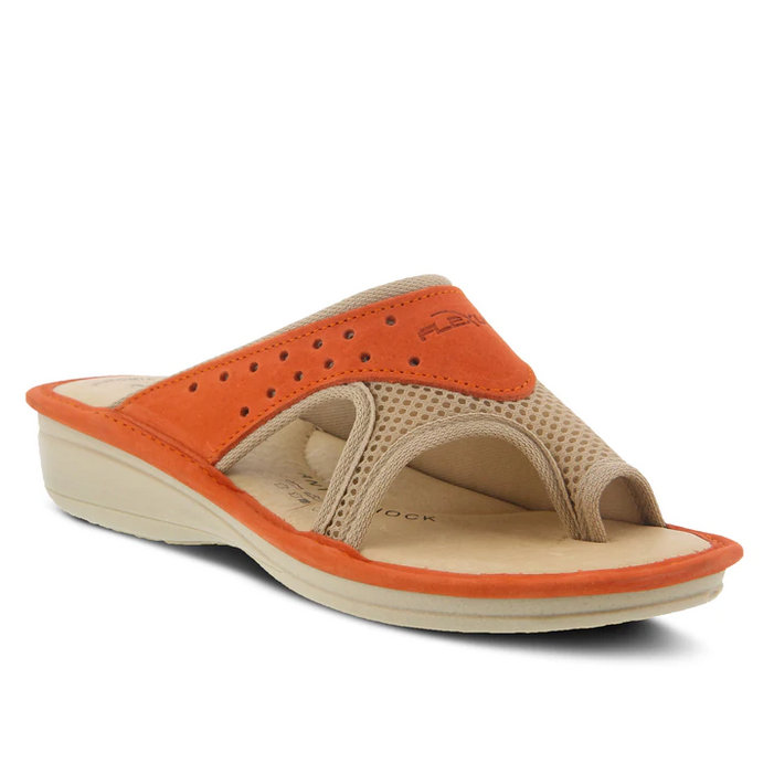 Spring Step Women's Flexus Pascalle Slide Sandal - Orange Nubuck/Beige