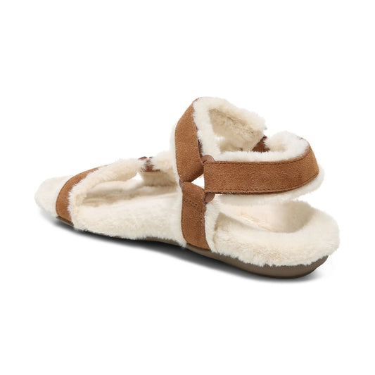 Vionic Women's Viva Shearling Suede Slipper - Toffee