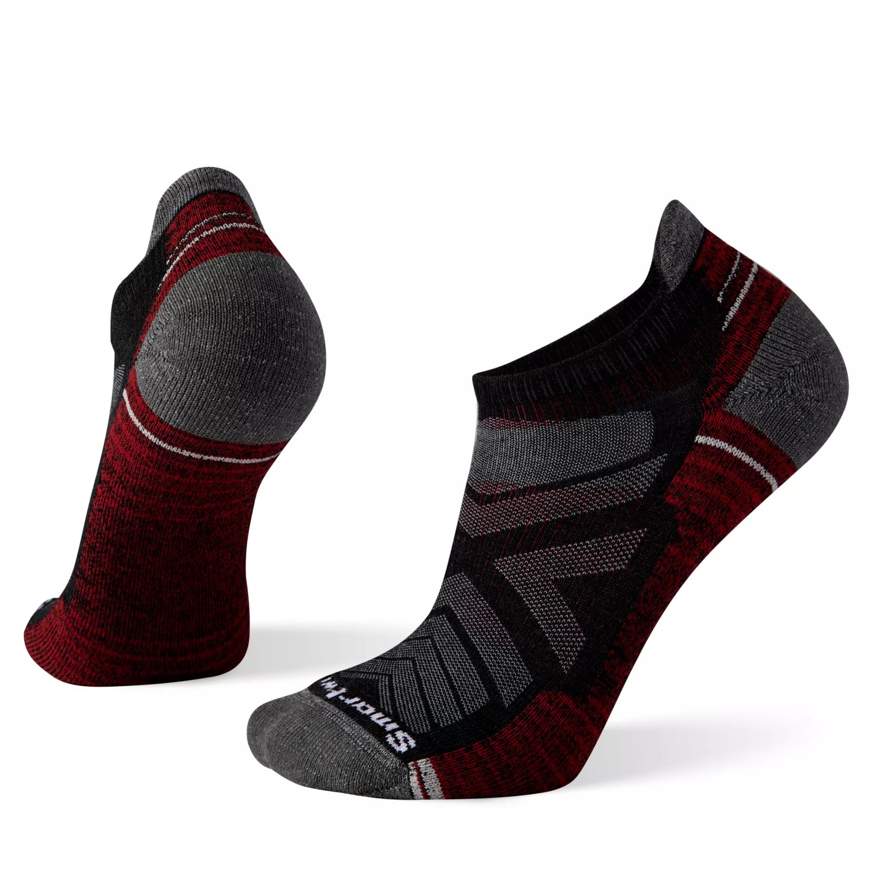 two socks showing pattern on top and under sole Smartwool Hike Light Cushion Low Ankle Socks - Charcoal