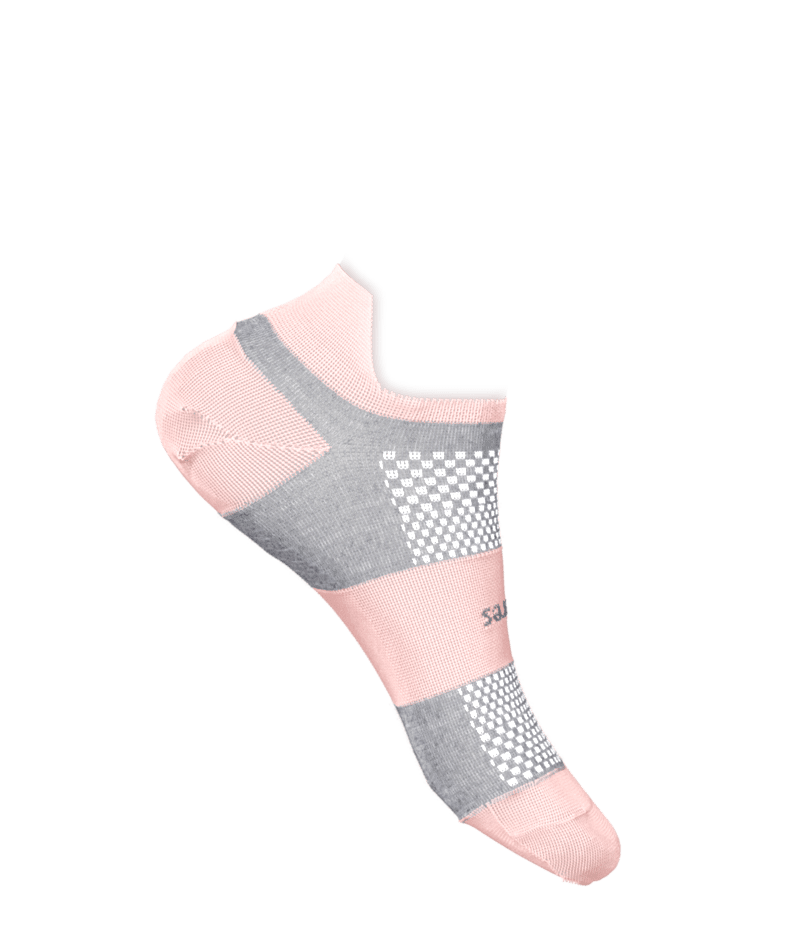 side view of feetures high performance no show tab sock in pink blanket color
